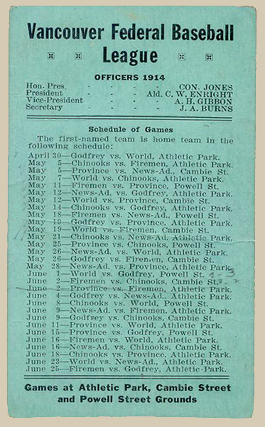 1914 Federal schedule
