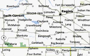 Map Southern Saskatchewan