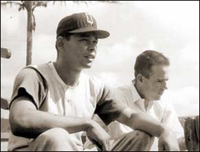 Photograph of Ed Rowlands and Satchel Paige